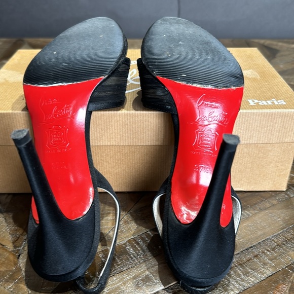 Christian Louboutin black chiffon mauresmo Slingbacks US size 7.5 - Picture 10 of 13